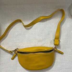Debbie Katz Yellow Leather Belt Bag – Soft Italian Pebbled Leather